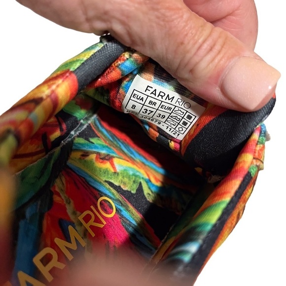 Farm Rio Black Banana Flatform Sneakers Size 8 Printed Lace Up - Picture 9 of 9